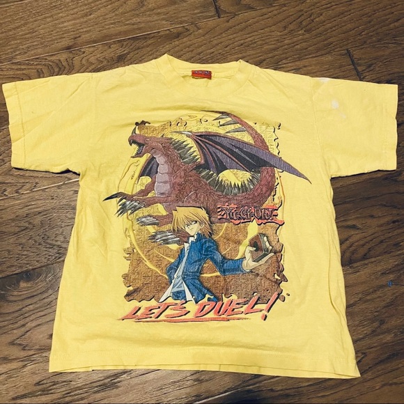Vintage 1996 yu gi oh shirt Yellow Shirt Age 10-11 Youth Rare Unique - Picture 1 of 6
